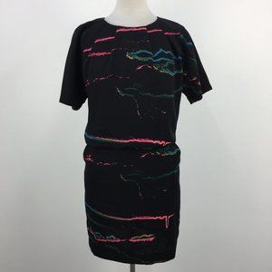 & Other Stories Black Green Oil Spill Pencil Color Spill Night Out Dress Sz 4